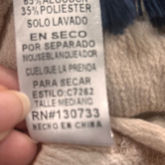 Umgee Cream and Blue Tunic Top with Chic Design - Picture 6 of 8